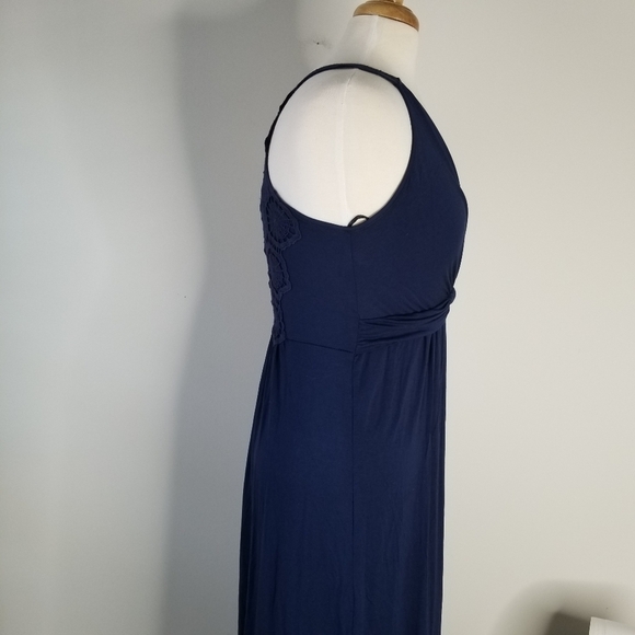 NWT Gilli Gabbiey Crochet Back Knit Maternity Maxi Dress Navy Racerback Size M - Picture 11 of 14